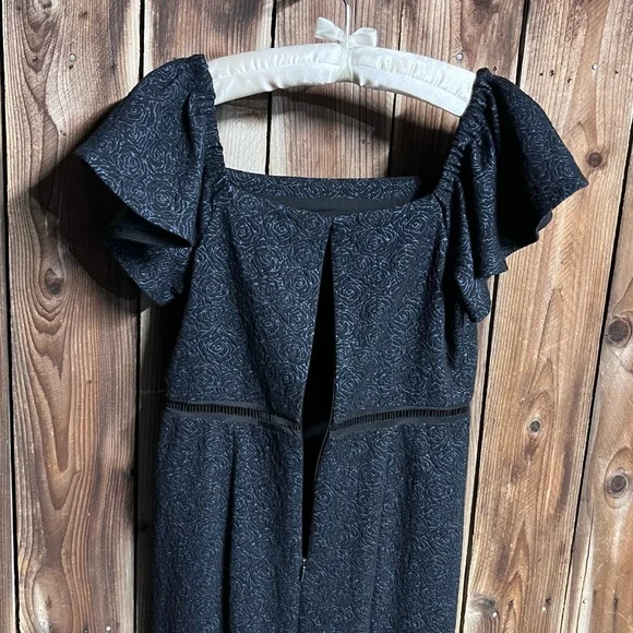 Rebecca Taylor Off The Shoulder Rose Jacquard Cutouts Sheath Dress Sz 6 - Picture 5 of 12